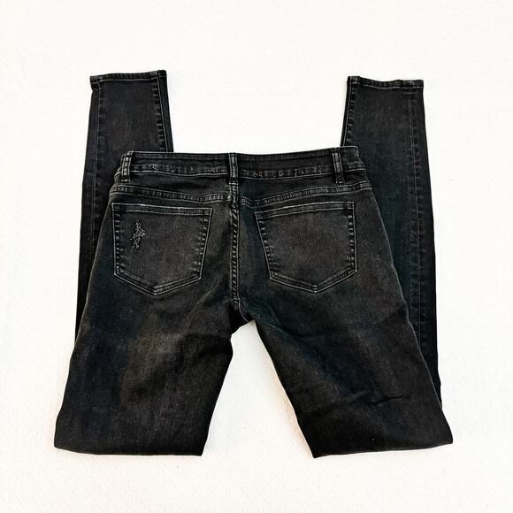 The Kooples Skin Black Denim Ripped Jeans Skull Accent Pocket Size 26 - Picture 4 of 8